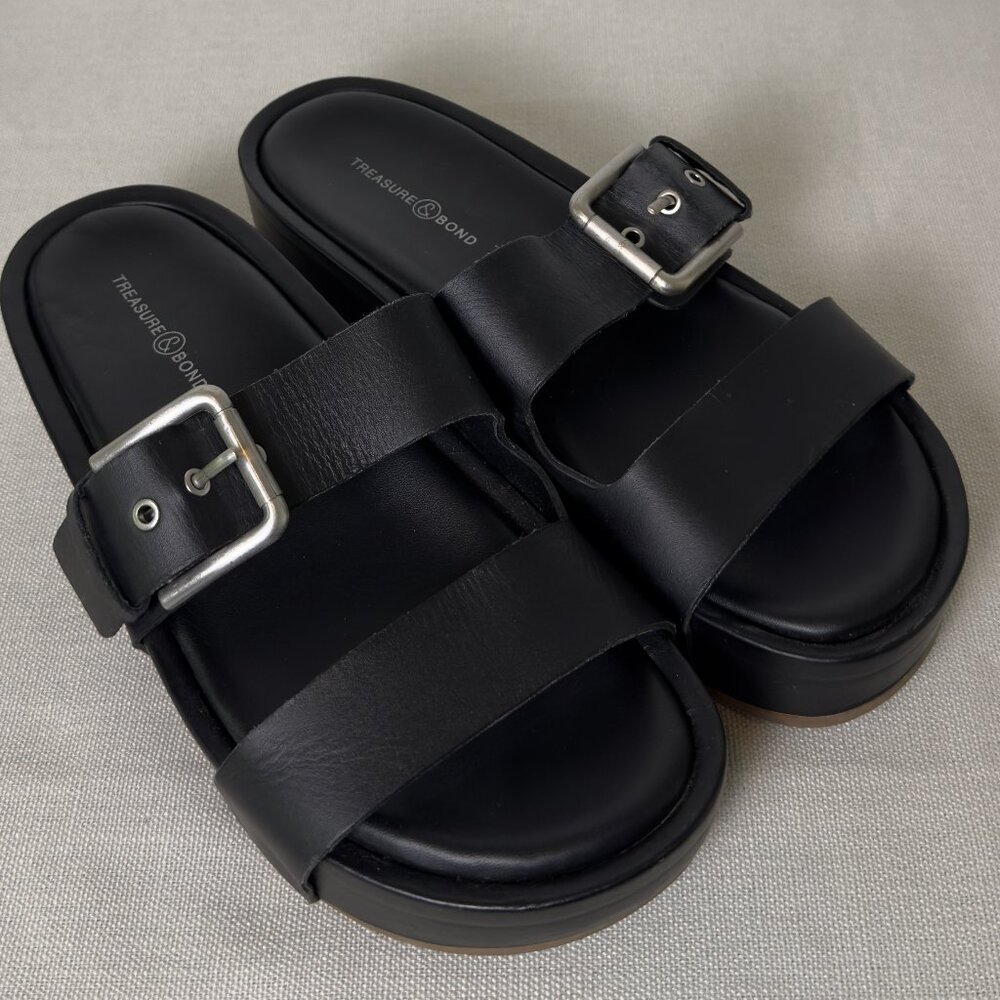Black Strap Flat Platform Sandal (size 7.5)